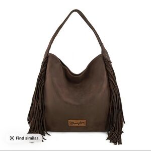 Wrangler Dark Brown Leather Fringe Shoulder Bag